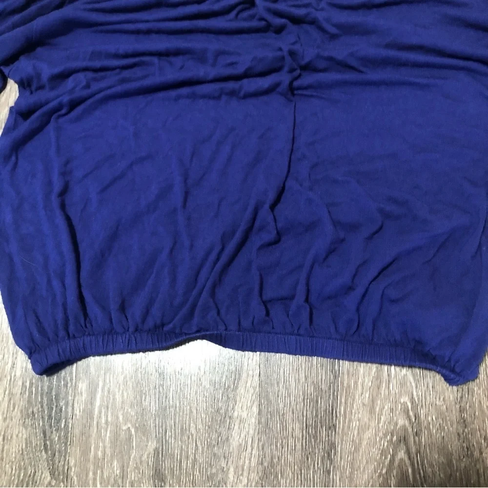 Old Navy Bright Blue Boho Blouse Top - 3/4 Sleeve Scoop Neck, Size Small Petite
